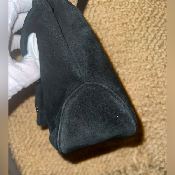 Ferragamo Black Suede Bag with Silver Clasp - Picture 11 of 16